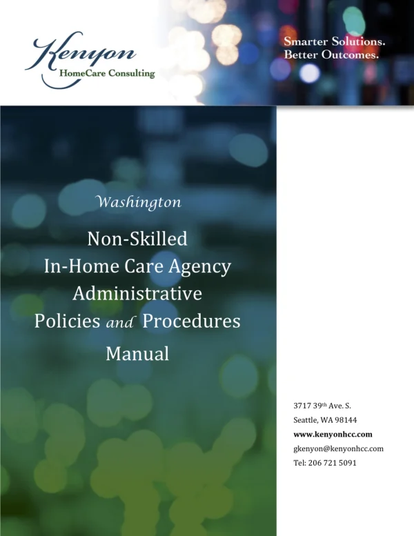 Washington Non-Skilled Home Care Policies and Procedures Manual with Crosswalk